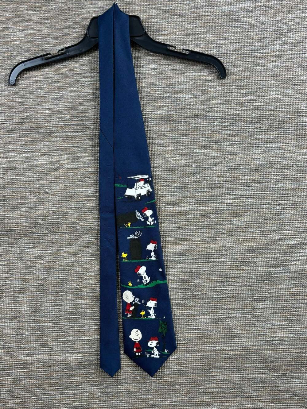 Vintage Peanuts Snoopy Tie Mens One Size Navy Golf Charlie Brown Novelty 90s